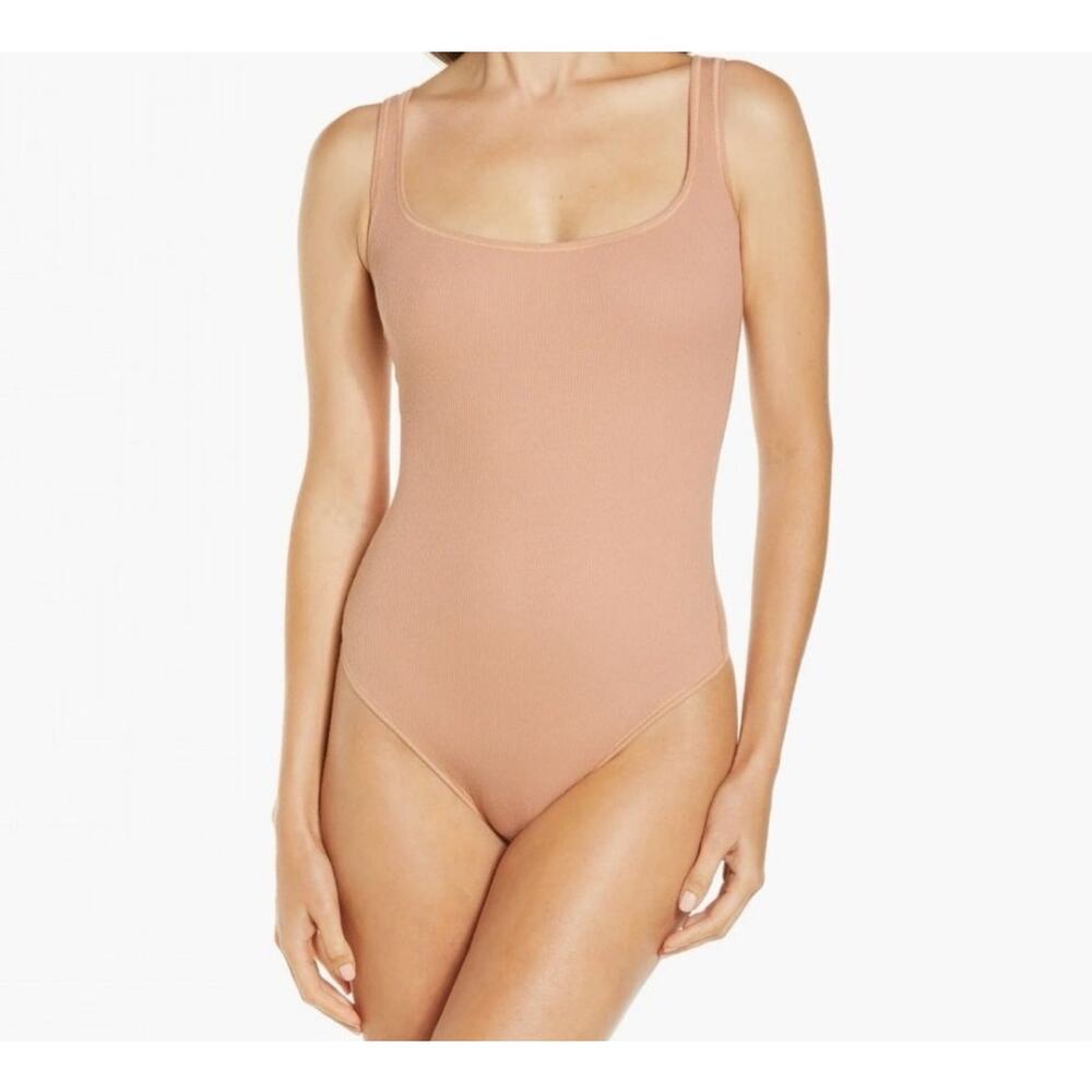 Skims sedona cotton ribbed bodysuit stretch size L